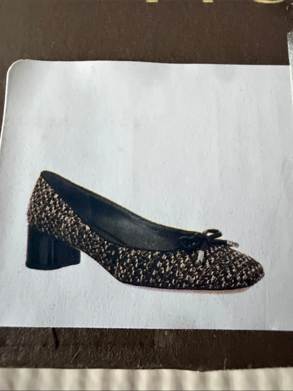 NWOT Franco Sarto Black-Gold-Cream Tweed Bow Ballet Heels 8.5 ❤️ Perfect In Fall